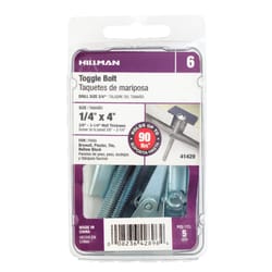 Hillman 1/4 in. D X 4 in. L Round Steel Toggle Bolt 5 pk Hillman 1/4 in. D X 4 in. L Round Steel Toggle Bolt 5 pk