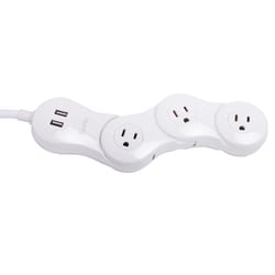 Quirky Pivot Power Desktop 4 ft. L 3 oulet, 2 USB outlets Surge Protector White