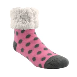 Pudus Unisex Classic Polka Dot One Size Fits Most Slipper Socks Pink