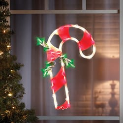 IG Design Green/Red/White Candy Canes Silhouette Window Decoration 17 in.