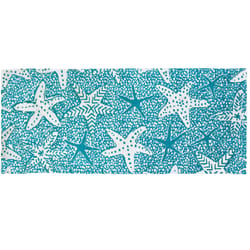 Simple Space 21 in. W X 54 in. L Blue/White Marine Starfish Accent Rug