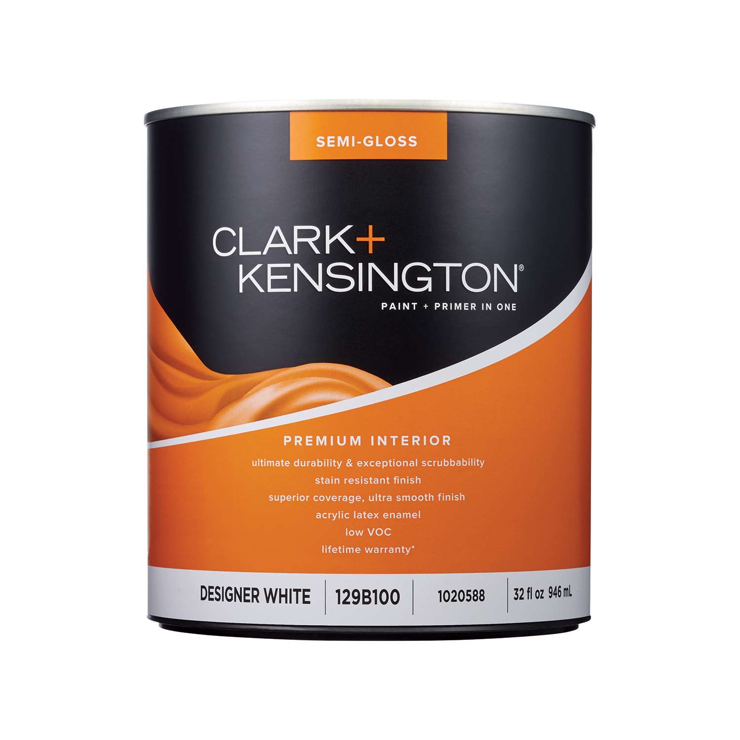 Clark+Kensington Semi-Gloss Designer White Premium Paint Interior 1 qt ...