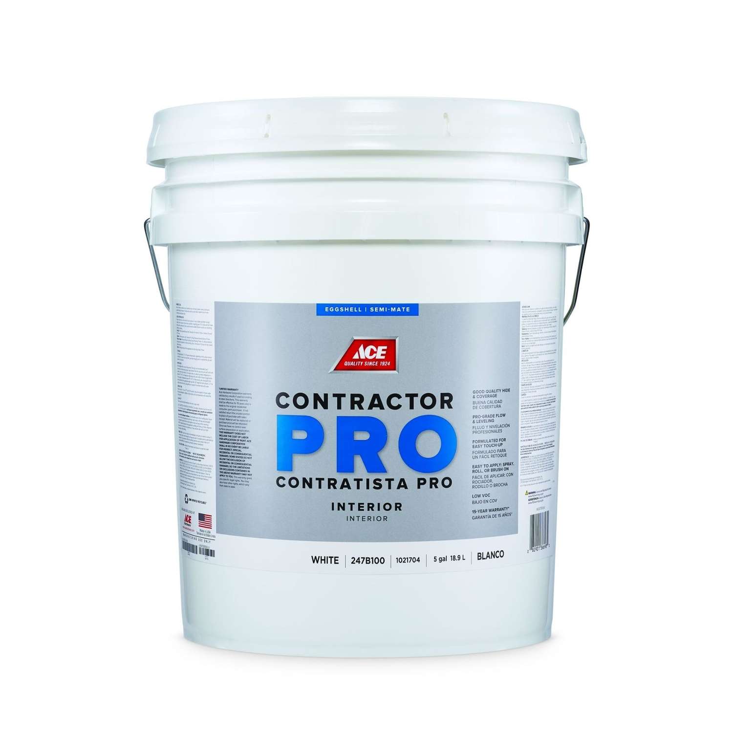 Ace Contractor Pro Eggshell White WaterBased Paint Interior 5 gal