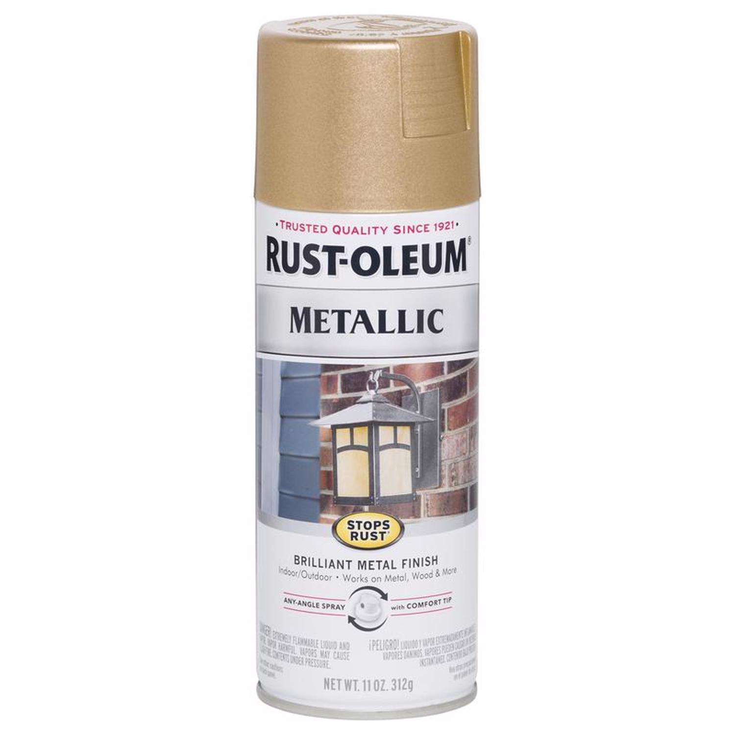 Rust Oleum Stops Rust Metallic Warm Gold Spray Paint 11 oz Mfr 286524 Ace Hardware