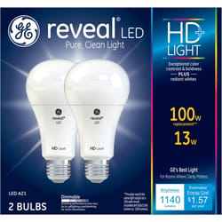 GE Reveal A21 E26 (Medium) LED Bulb Pure Clean Light 100 Watt Equivalence 2 pk
