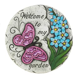Summerfield Terrace Pink Cement 9.75 in. H X 9.75 in. W Butterfly Welcome to My Garden Stepping Ston