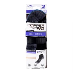 Copper Fit Unisex Sport L/XL Ankle Socks Black