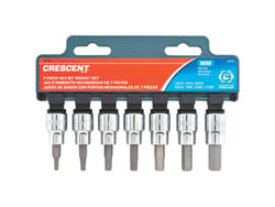 Crescent Assorted Sizes S X 3/8 in. drive S Metric 6 Point Hex Bit Socket Set 7 pc