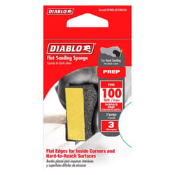 Diablo 4 in. L X 2-1/2 in. W X 1 in. 100 Grit Fine Flat Surface Sanding Sponge