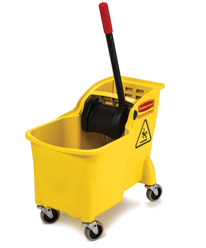 UPC 086876222104 product image for Rubbermaid 31 qt. Wheeled Wringer Bucket Yellow | upcitemdb.com