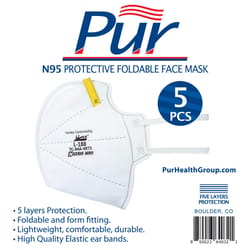 Pur Mason N95 General Purpose Face Mask White One Size Fits Most 5 pk