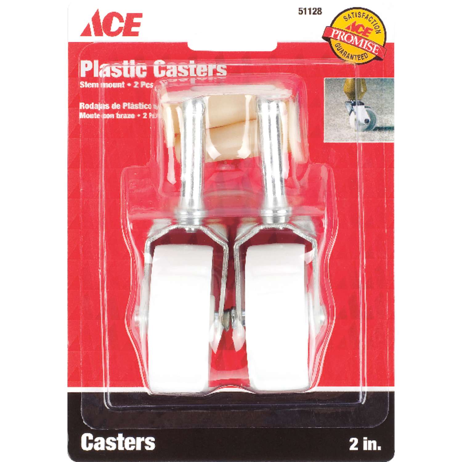 Ace 2 in. Dia. Swivel Plastic Caster Wheel 60 lb. 2 pk Ace Hardware