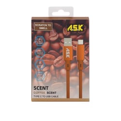 A.S.K USB to Type C Cable 12 ft. Brown