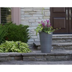 Algreen Products 18 in. H X 12 in. D Plastic Taper Spun Planter Charcoal