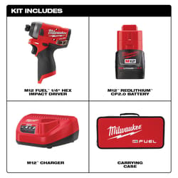 Milwaukee M12 Fuel 12 V 1/4 in. Cordless Brushless Impact Driver Kit (Battery & Charger)