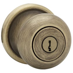 Kwikset SmartKey Juno Antique Brass Entry Lockset KW1 1-3/4 in.