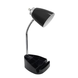 All The Rages Simple Designs 18.5 in. Black Organizer Desk Lamp with Charging Outlet