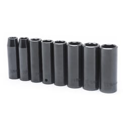 Crescent 1/2 in. X 1/2 in. drive SAE 6 Point Deep Impact Socket Set 8 pc