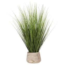 DW Silks 20 in. H X 8 in. W X 8 in. L Polyester Onion Grass in Wood Planter