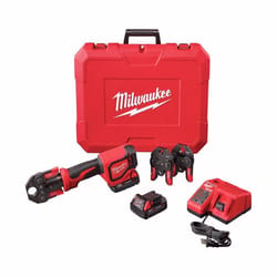 Milwaukee M18 Force Logic w/ 3 PEX Crimp Jaws 1 in. Press Tool Kit Red