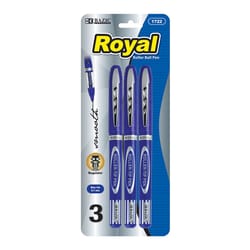 Bazic Products Royal Blue Rollerball Pen 3 pk