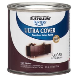 Rust-Oleum Painters Touch Ultra Cover Gloss Kona Brown Water-Based Paint Exterior and Interior 8 oz