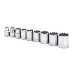 Crescent Assorted Sizes X 3/8 in. drive SAE 12 Point Socket Set 9 pc