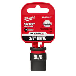 Milwaukee Shockwave 9/16 in. X 3/8 in. drive SAE 6 Point Standard Socket 1 pc