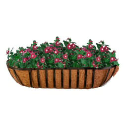 Panacea 30 in. W Steel English Wide Band Deck Rail Planter Black