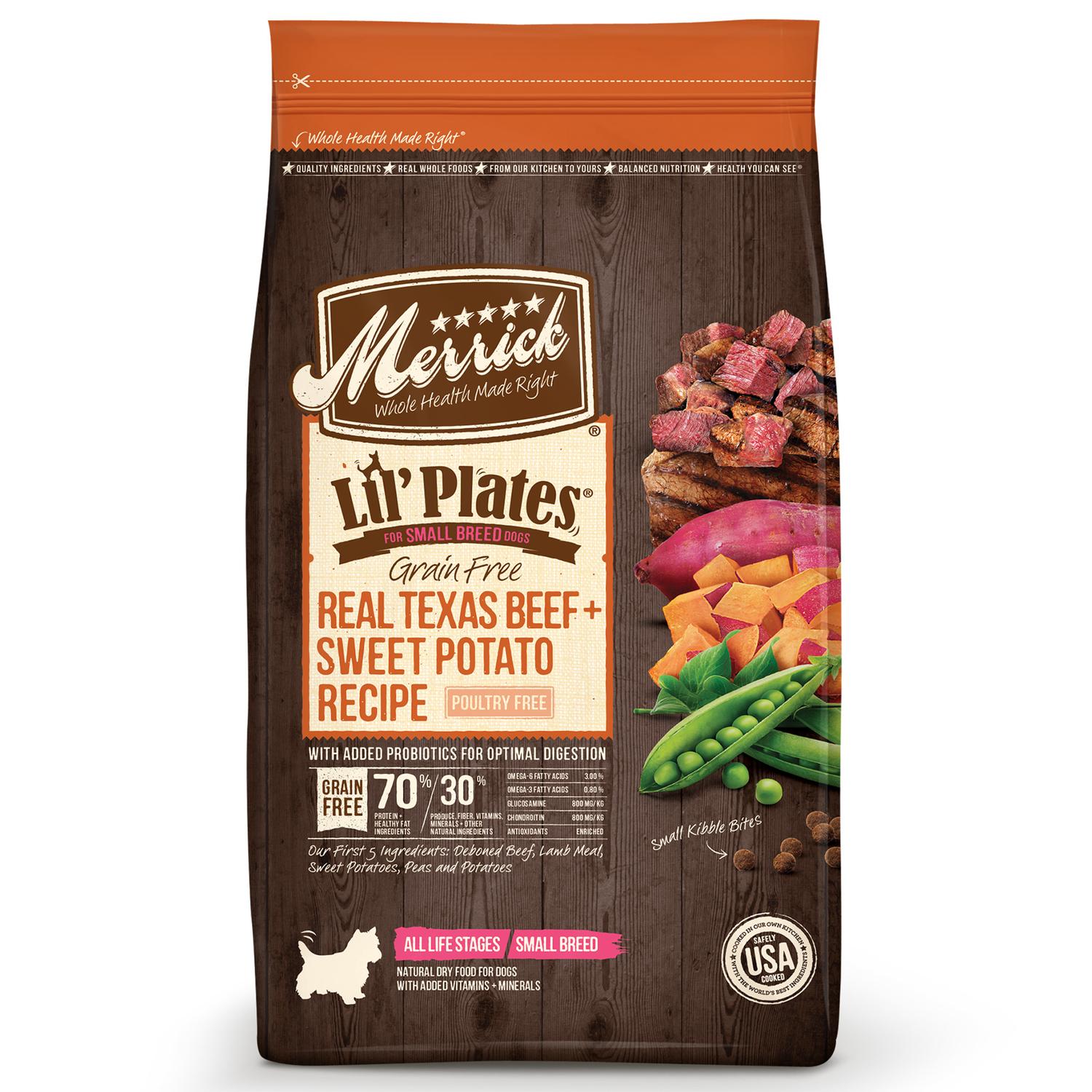 UPC 022808260035 product image for Merrick Lil Plates Beef and Sweet Potato Dry Dog Food Grain Free 4 lb. | upcitemdb.com