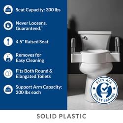 Bemis Independence Rise Elongated/Round White Plastic Toilet Riser