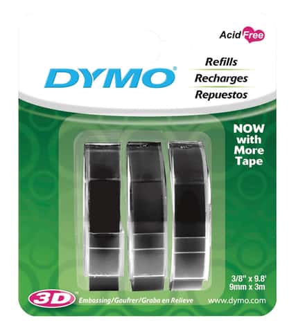 Dymo 3pk Embossed Label Maker Tape Cartridges - Black Plastic : Target