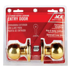 Ace Ball Polished Brass Entry Door Knob 1-3/4 in.