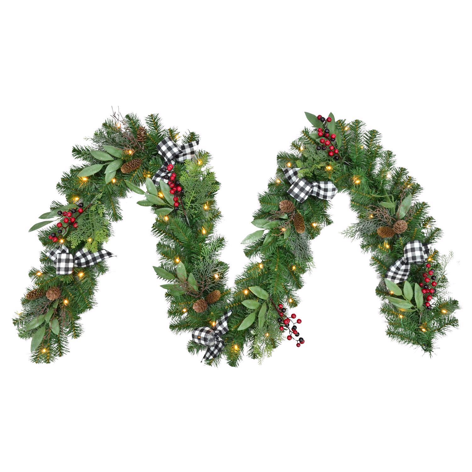 Celebrations Home 10 in. D X 9 ft. L LED Prelit Warm White Mixed Pine  Garland - Ace Hardware