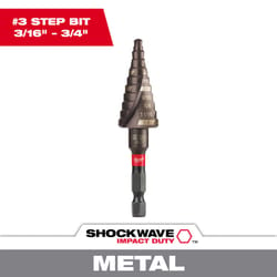 Milwaukee Shockwave 3/16 - 3/4 in. X 3.283 in. L High Speed Steel Impact Step Drill Bit Quick-Change