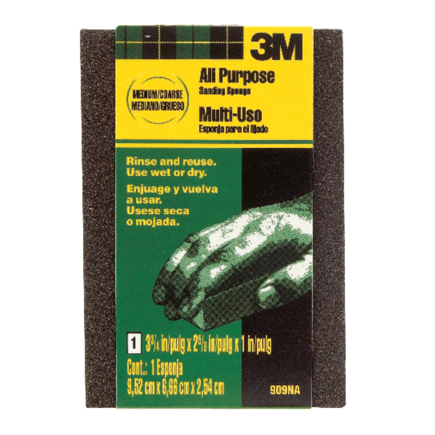 3M Small Drywall Sanding Sponge (Med/Coarse, 3-3/4in x 2-5/8in x 1in)  Wind-lock