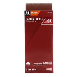 Ace 18 in. L X 3 in. W Aluminum Oxide Sanding Belt 80 Grit Medium 5 pc