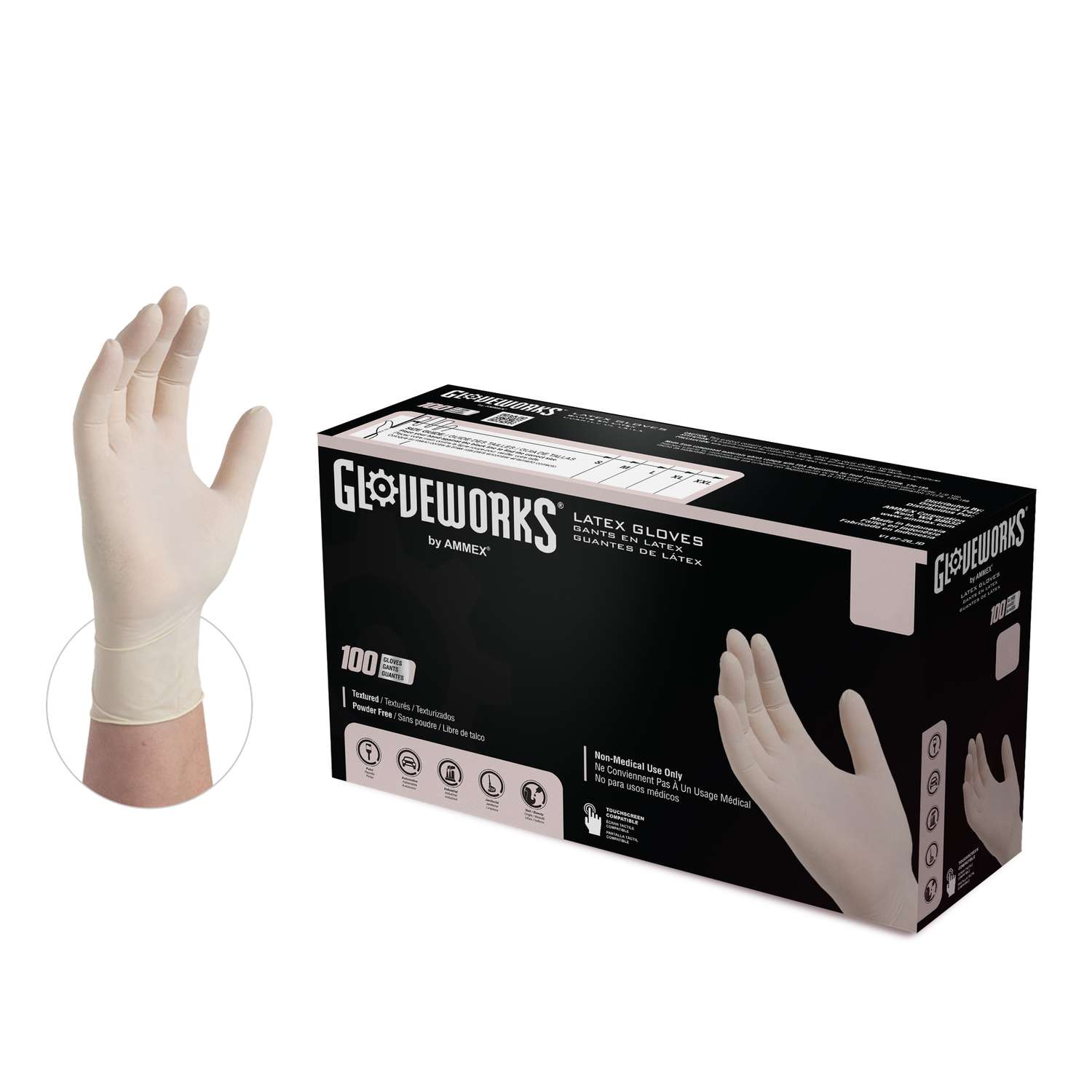 Gloveworks Latex Disposable Gloves Large Ivory Powder Free 100 pk Ace Hardware