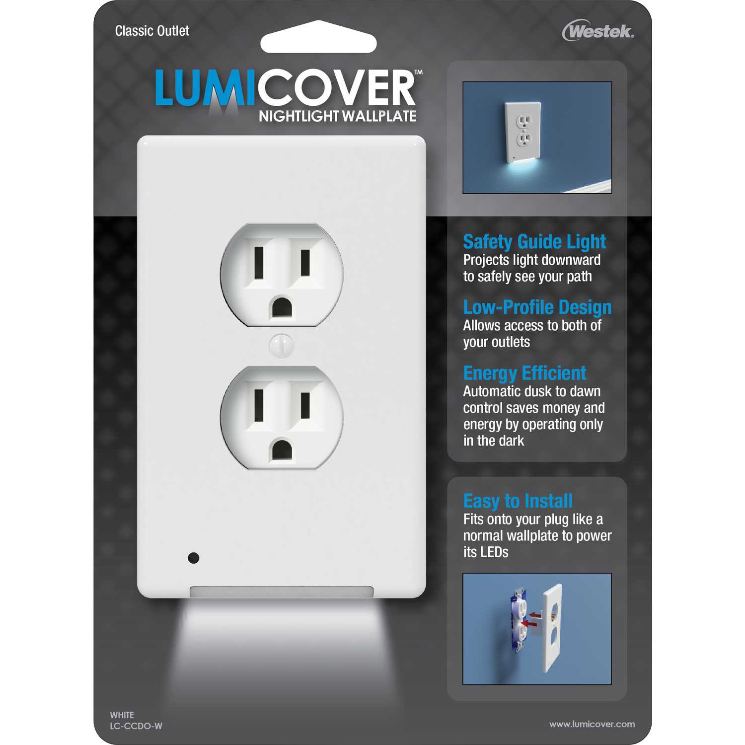 Westek Lumicover White 1 Gang Plastic Duplex Outlet Classic
