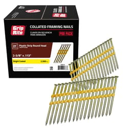 Grip-Rite 2-3/8 in. L X 12 Ga. Angled Strip Bright Framing Nails 21 deg 2500 pk