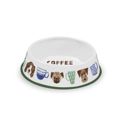TarHong Multicolored Coffee and Dogs Melamine 4 cups Pet Bowl