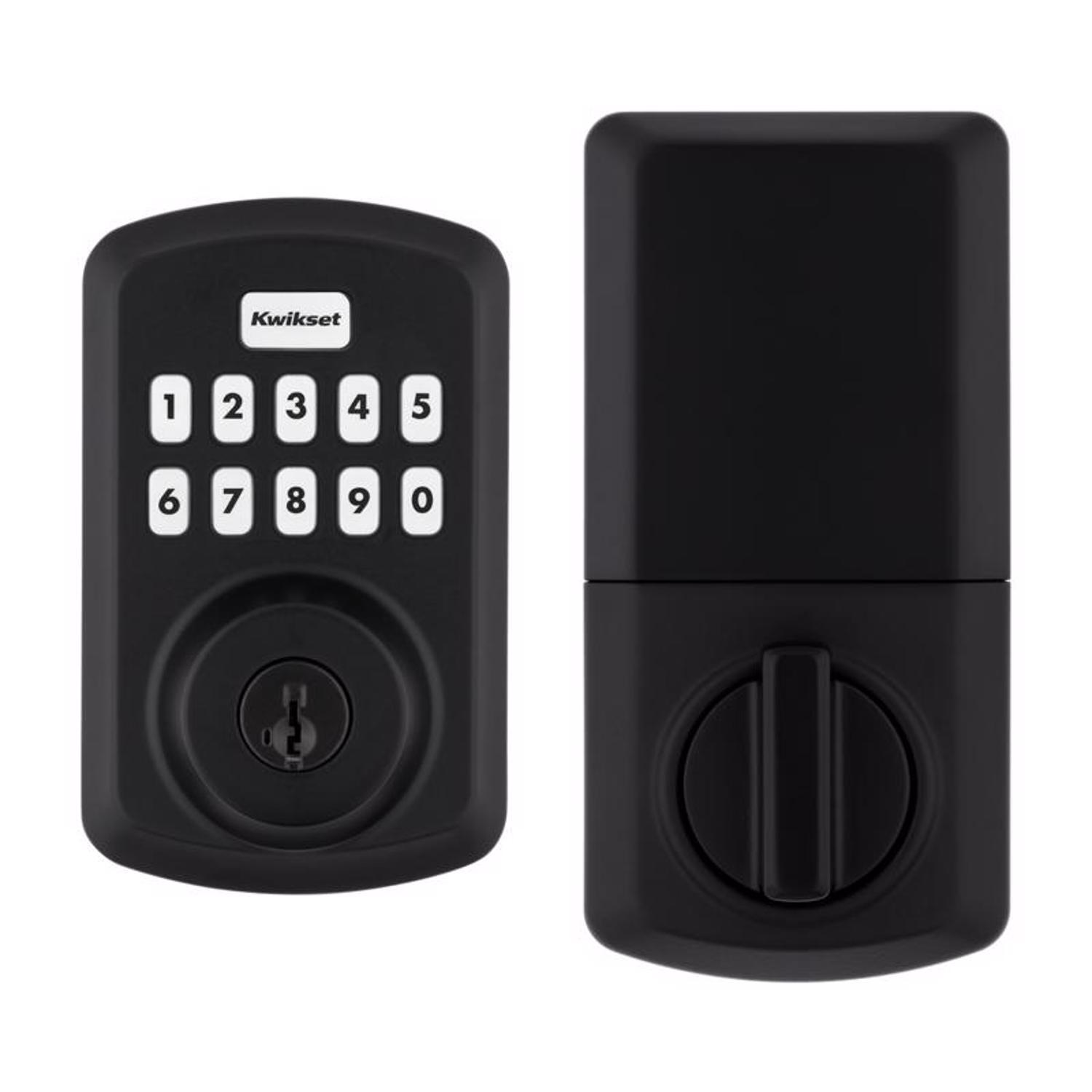 Photos - Access Control System Deadbolt Kwikset Matte Black Metal Electronic Touch Pad  992500-004 