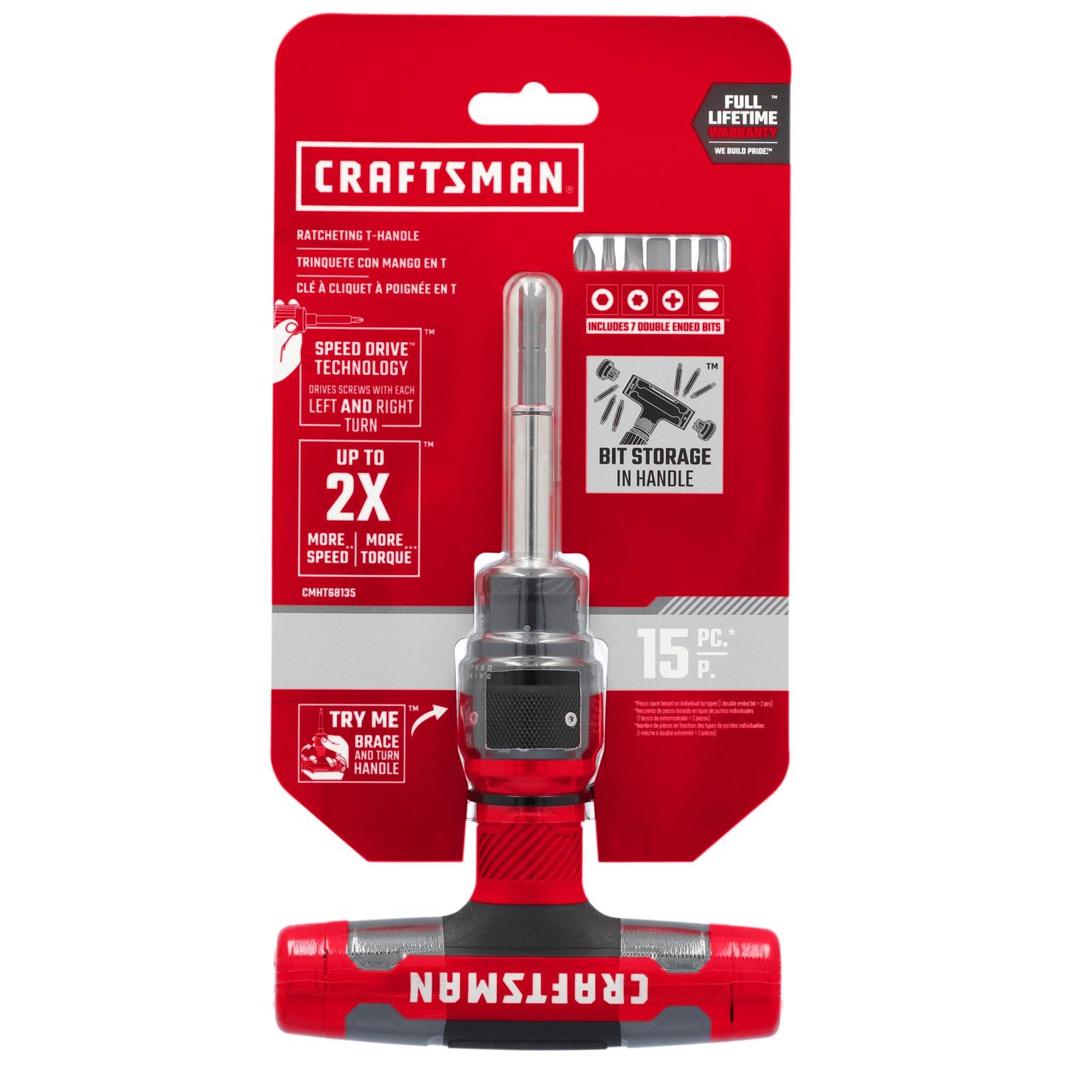 Craftsman Speeddrive Ratcheting T-Handle Driver and Bit Set 15 pc
