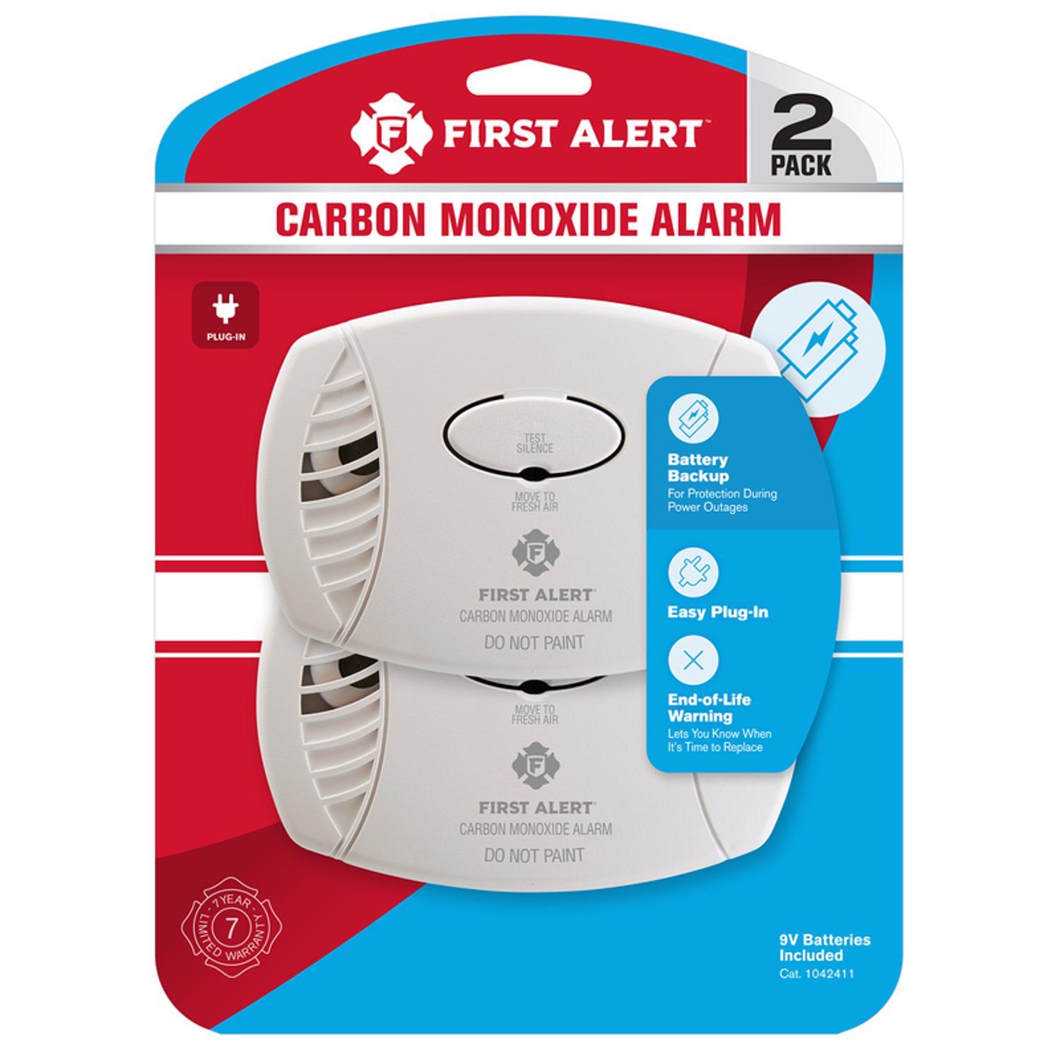first alert plug-in w/battery back-up electrochemical carbon monoxide detector