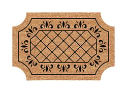 DeCoir 36 in. W X 24 in. L Tan/Black Scalloped Fleur De Lis Door Mat