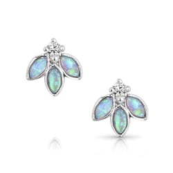 Montana Silversmiths Women's Untamed Floral Opal Crystal Silver/Turquoise Earrings Water Resistant