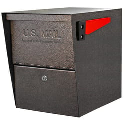 Mail Boss Package Master Modern Galvanized Steel Post Mount Bronze Locking Mailbox