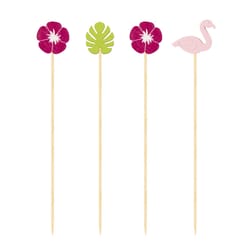 OGGI Multicolored Bamboo Tropical Party Toothpicks