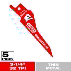 Diablo 3-1/4 in. Bi-Metal HVAC/Ductwork Reciprocating Saw Blade 32 TPI 5 pk
