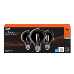 Feit White Filament G25 E26 (Medium) Filament LED Bulb Soft White 60 Watt Equivalence 3 pk